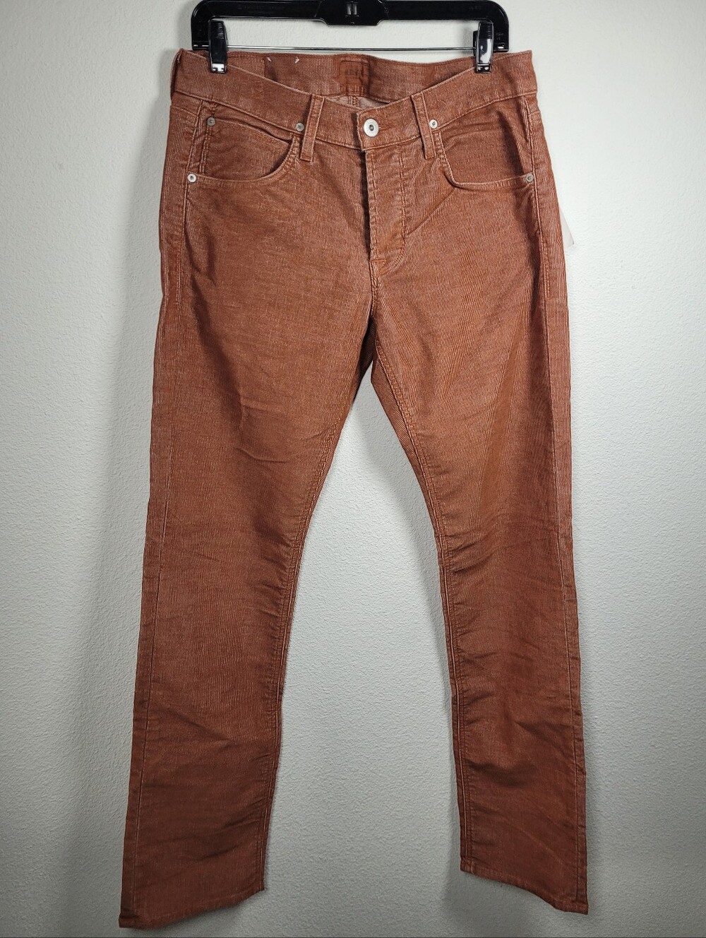 Hudson Jeans Mens Byron Straight Leg Corduroy Pants Rust Terracotta Brown NWT 32